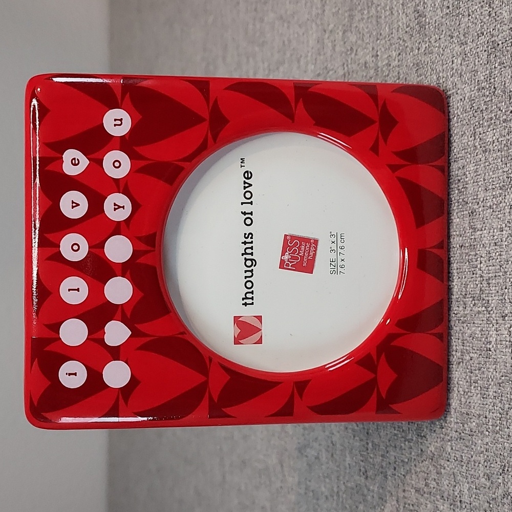 Russ Red Hearts Pattern I Love You Ceramic Rectangle Frame Size 3x3 Photograph